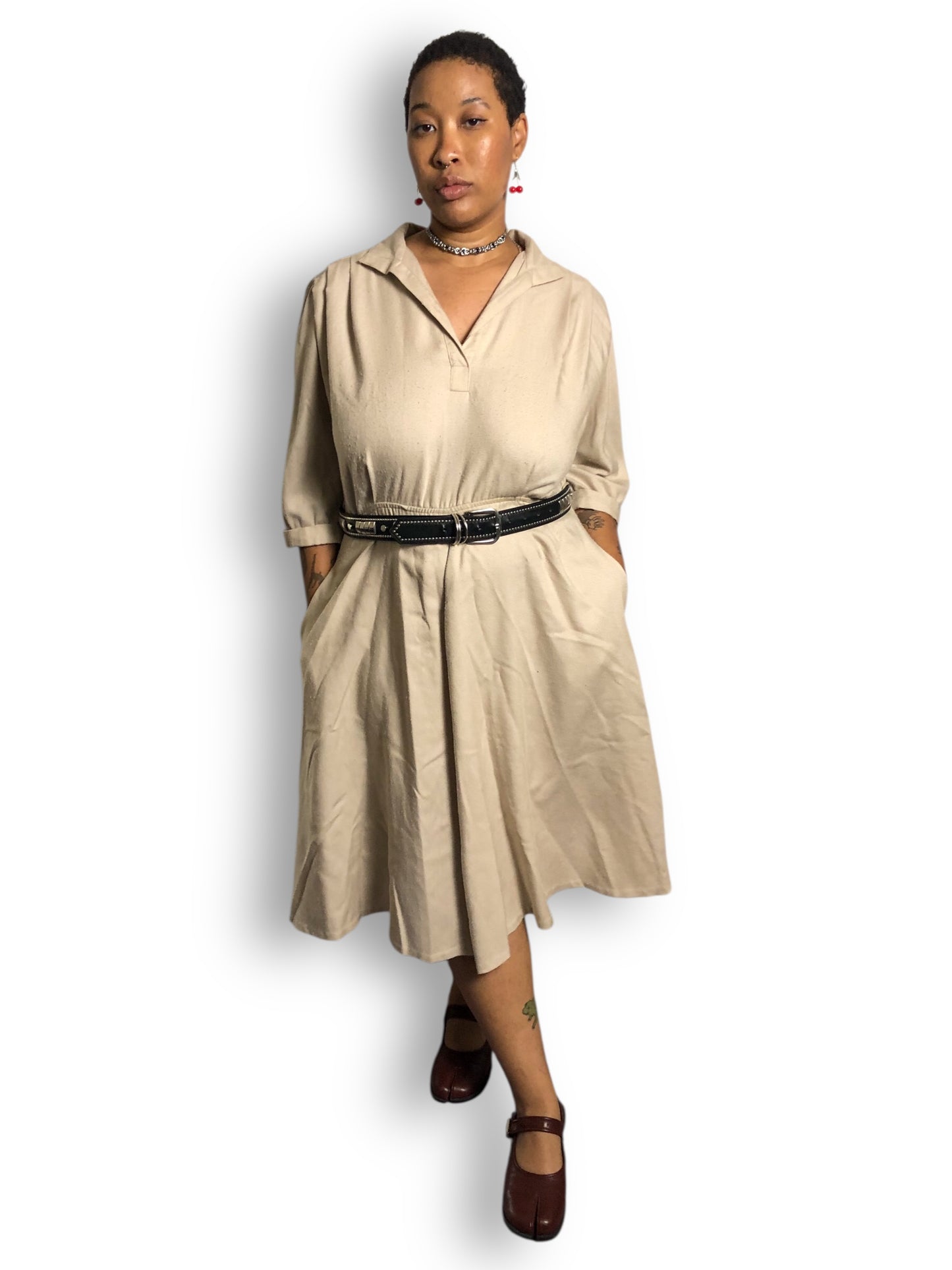 70’s/80’s Ilse M. Khaki Shirt Dress (2X)