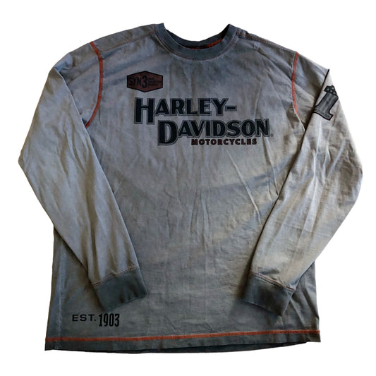 Y2K/Modern Harley Davidson Gray Long Sleeve T-Shirt (L)