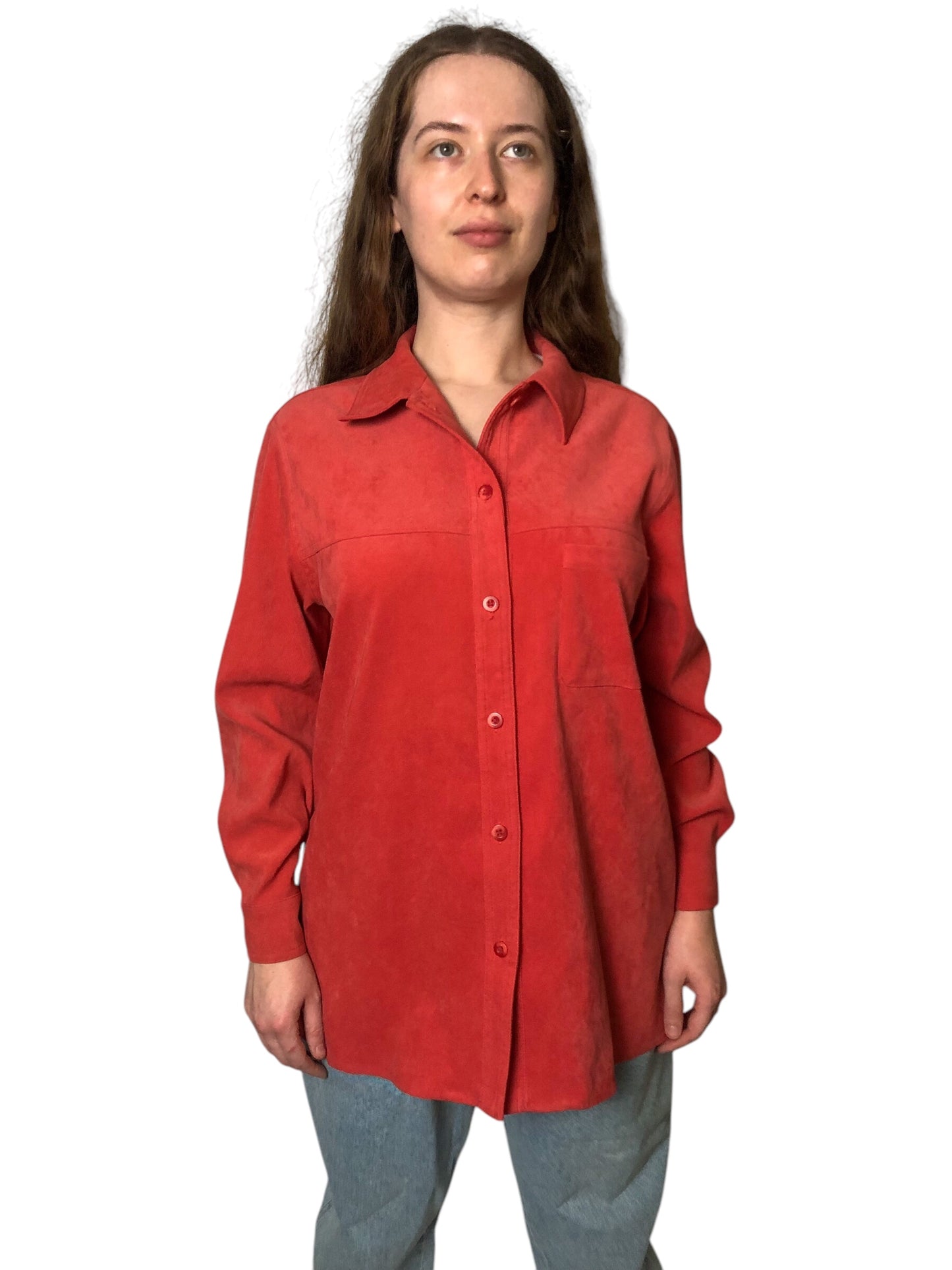 90’s Charter Club Blush Red Faux Suede Shirt (M/L)