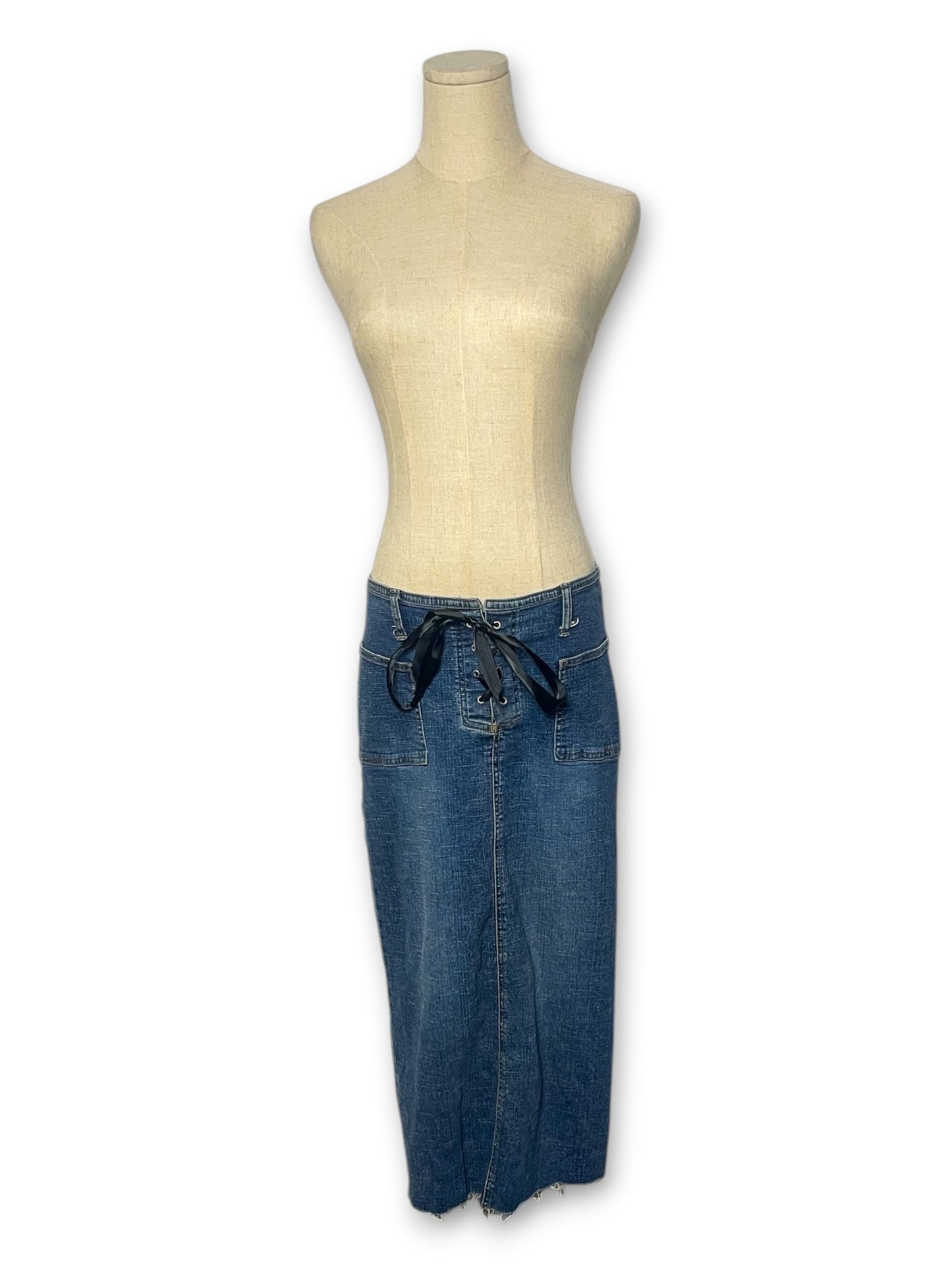 Y2K Lace-Up Denim Skirt (M/L)