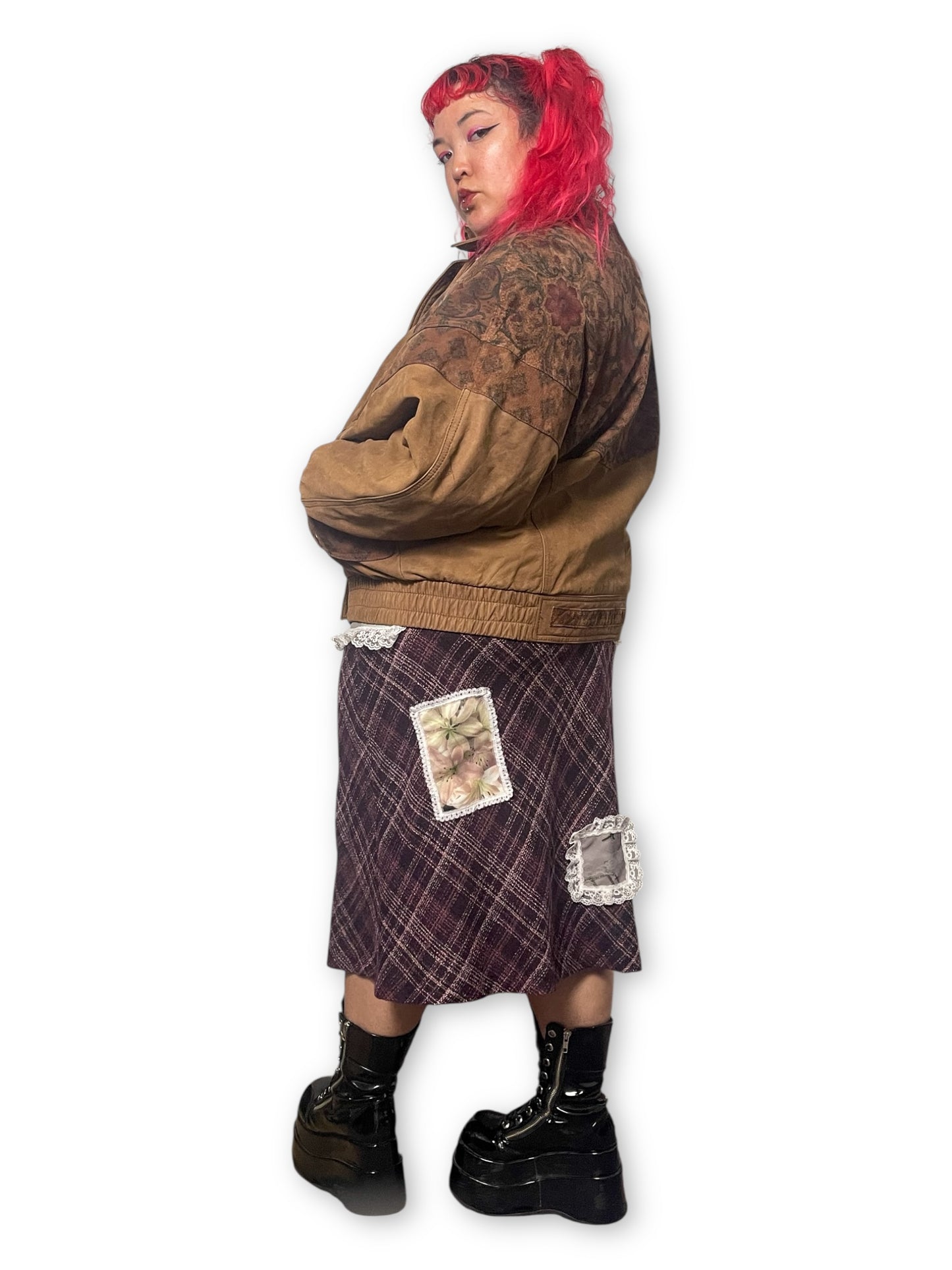 80’s Boho Leather Bomber Jacket (2X/3X/4X)