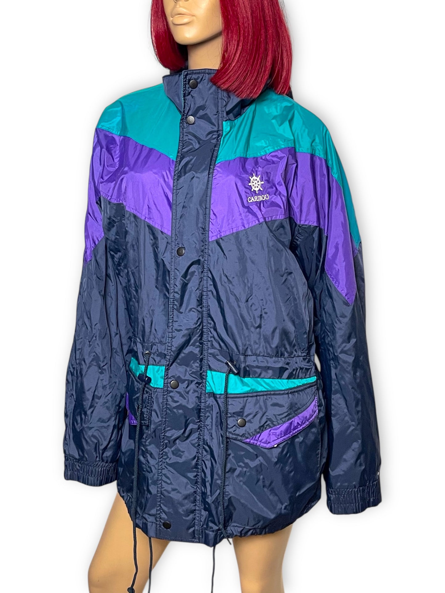Y2K Sumaggo Navy Blue Windbreaker Jacket (L)