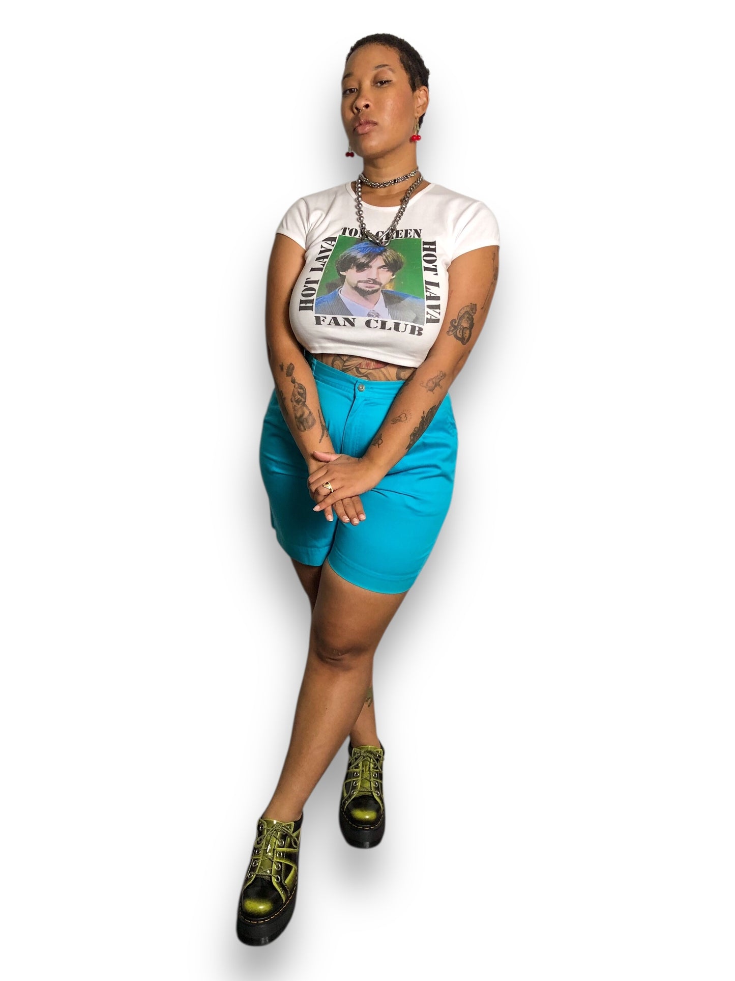 90’s/Y2K Lizsport by Liz Claiborne Turquoise Pleated Shorts (XL)
