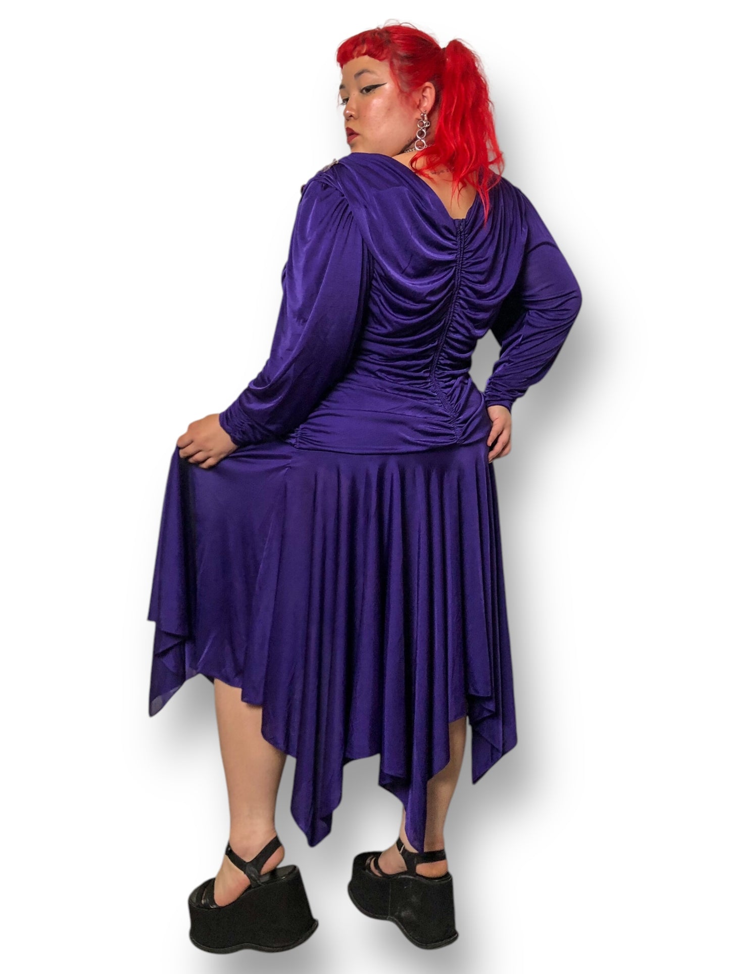 80’s David Rose Purple Retro Cocktail Dress (2X)