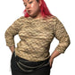 90’s/Y2K Kathie Lee Tan Chenille Embroidered Long Sleeve Top (XL)