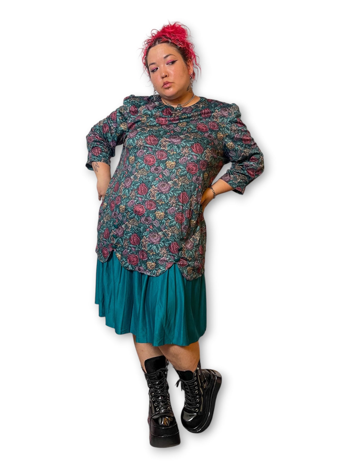 80’s Retro Floral Layered Dress (3X)