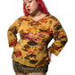 90’s/Y2K Jane Ashley Mustard Floral Print Long Sleeve Shirt (3X)