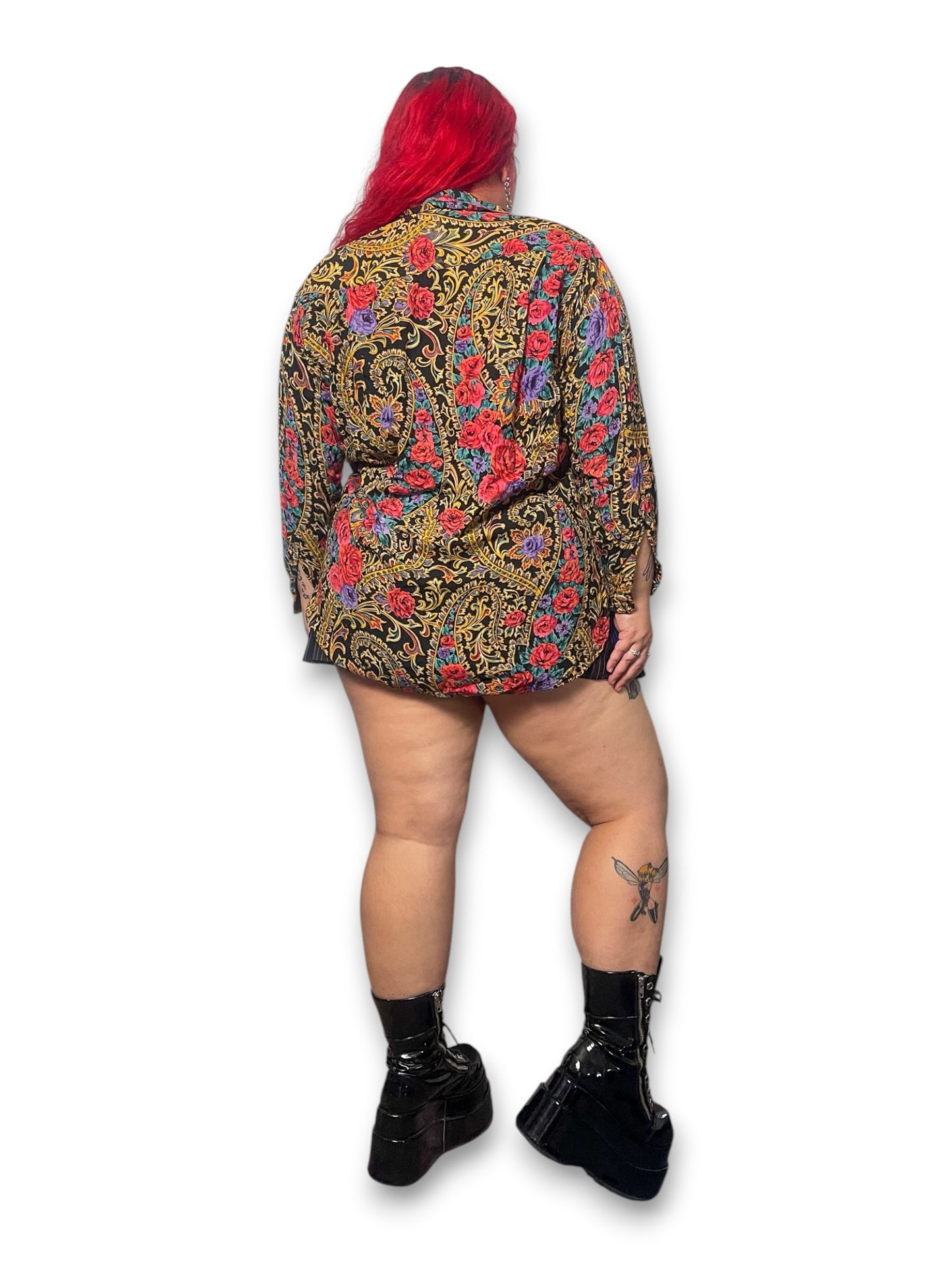 80’s Retro Floral Print Blouse (XL)
