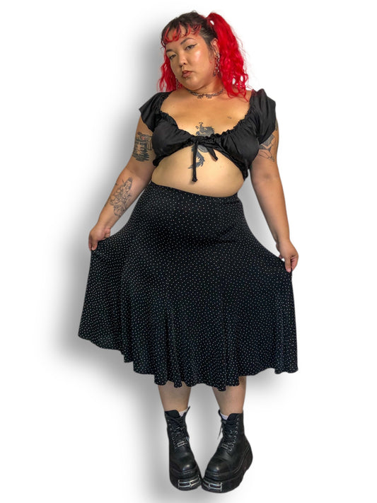 90’s/Y2K Chico’s Travelers Black and White Polka Dot Skirt (L/XL/2X)