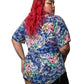 80’s/90’s Victoria Jones Blue Retro Print Button Down Shirt (2X)