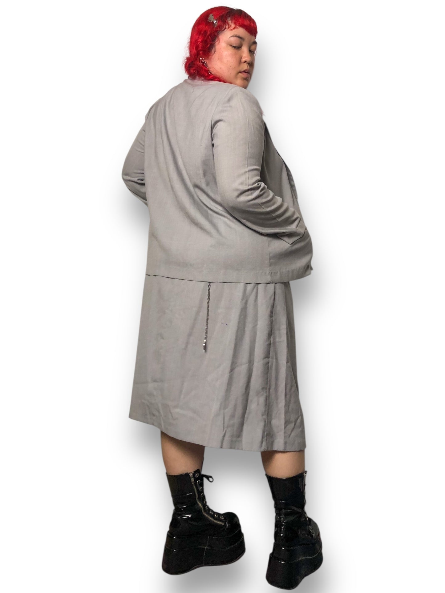 80’s/90’s Punch-Line Gray Skirt Suit (XL)