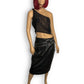 90’s/Y2K Black Leather Pencil Skirt (L)