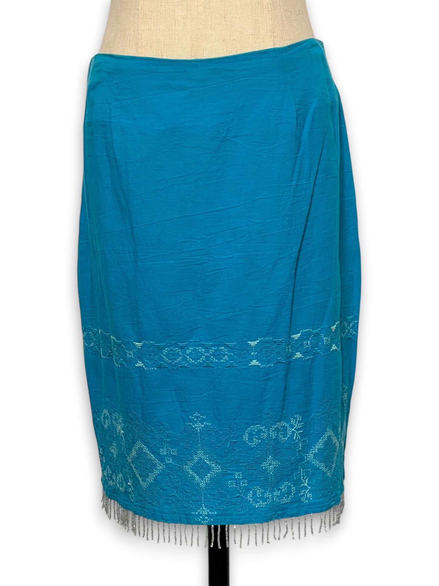 90’s/Y2K Turquoise Embroidered Skirt (S/M)