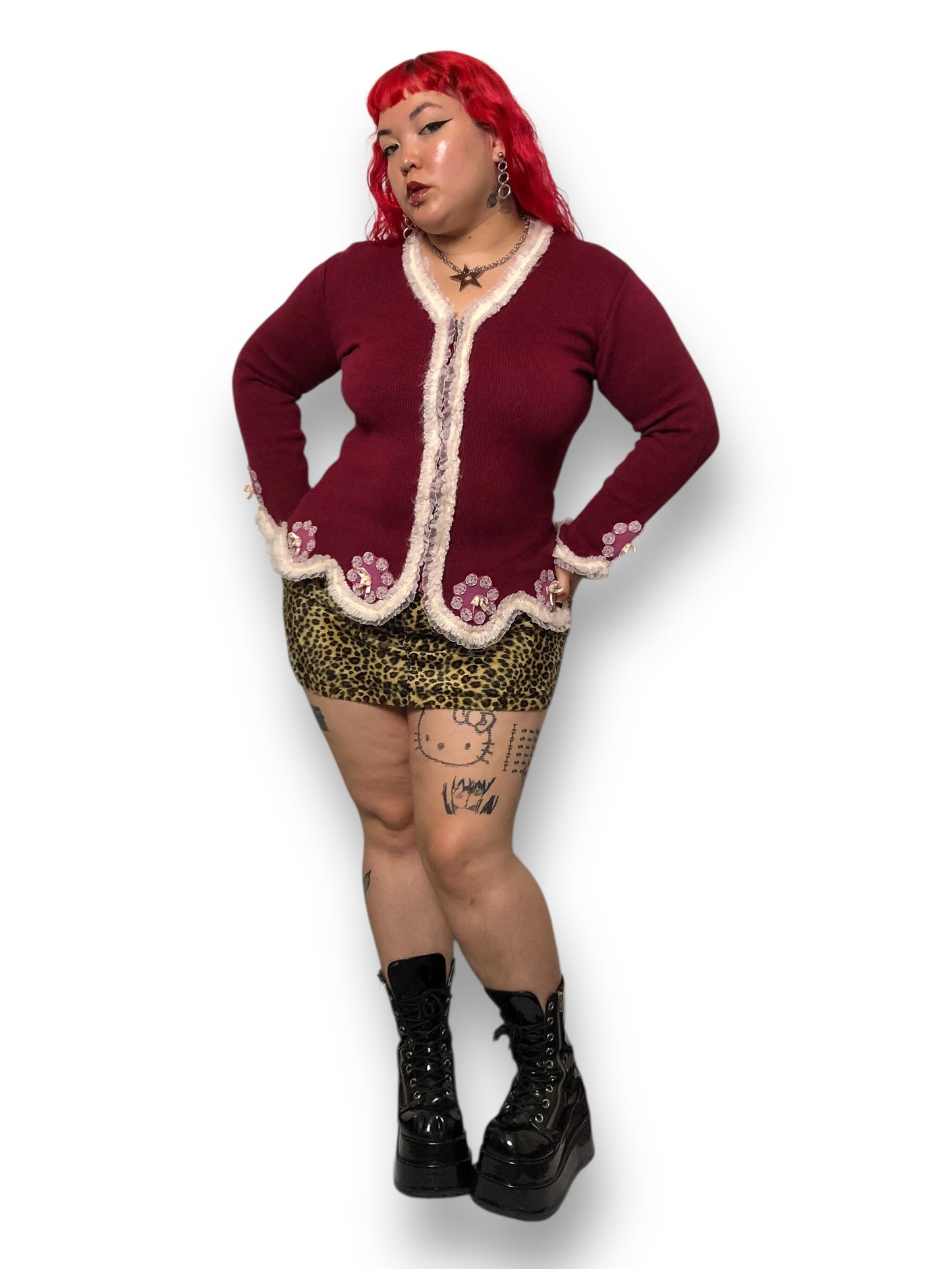 90’s Storybook Knits Burgundy Knit Cardigan Sweater (M/L)