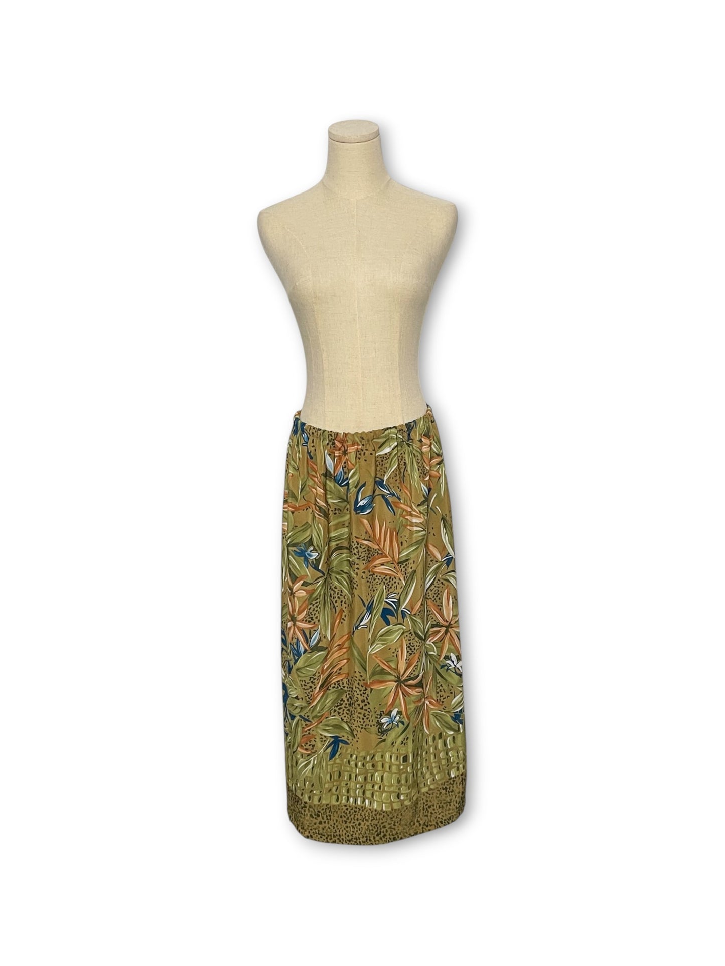 Vintage Floral Print Midi Skirt (XL/1X)