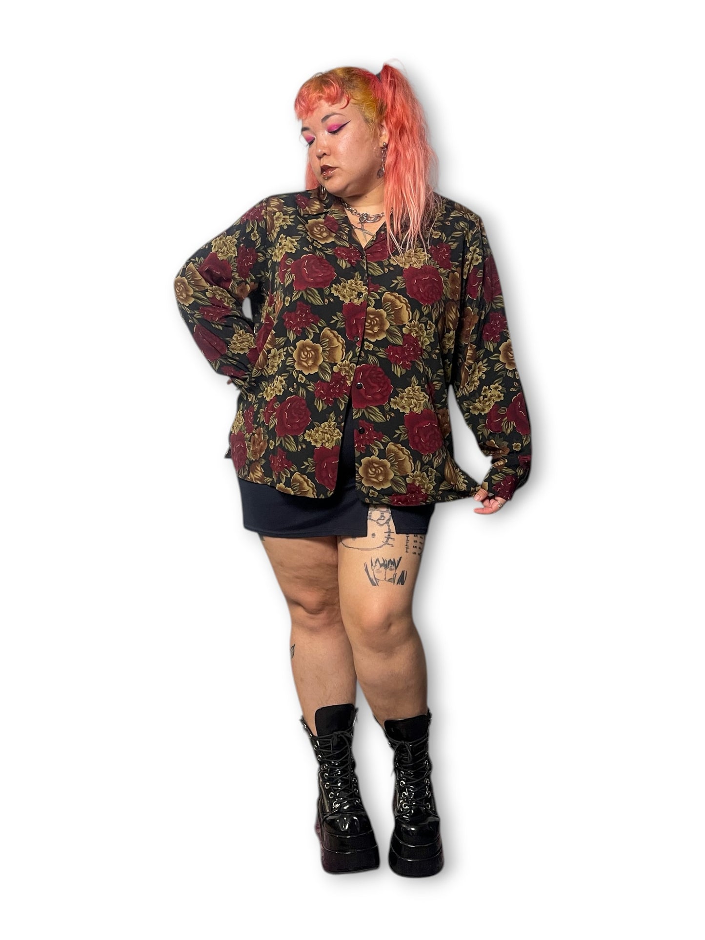 Y2K Dark Romantic Print Blouse (3X)