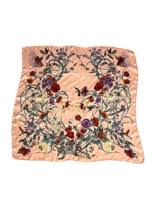 Vintage Pink Floral Satin Scarf