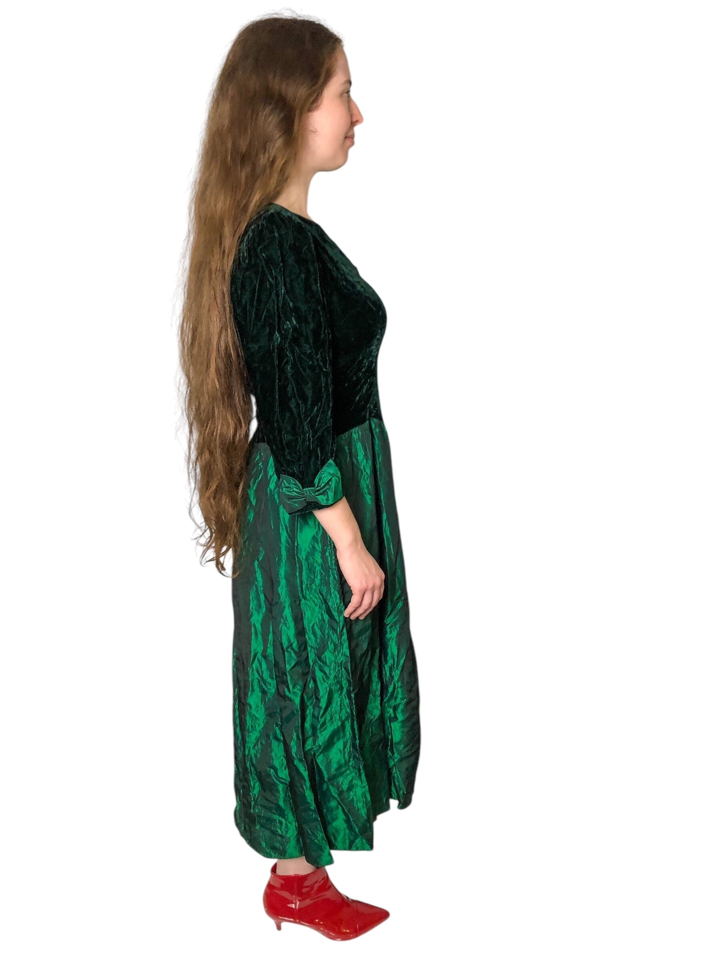 80’s Lanz Originals Dark Green Retro Prom Dress (L/XL)