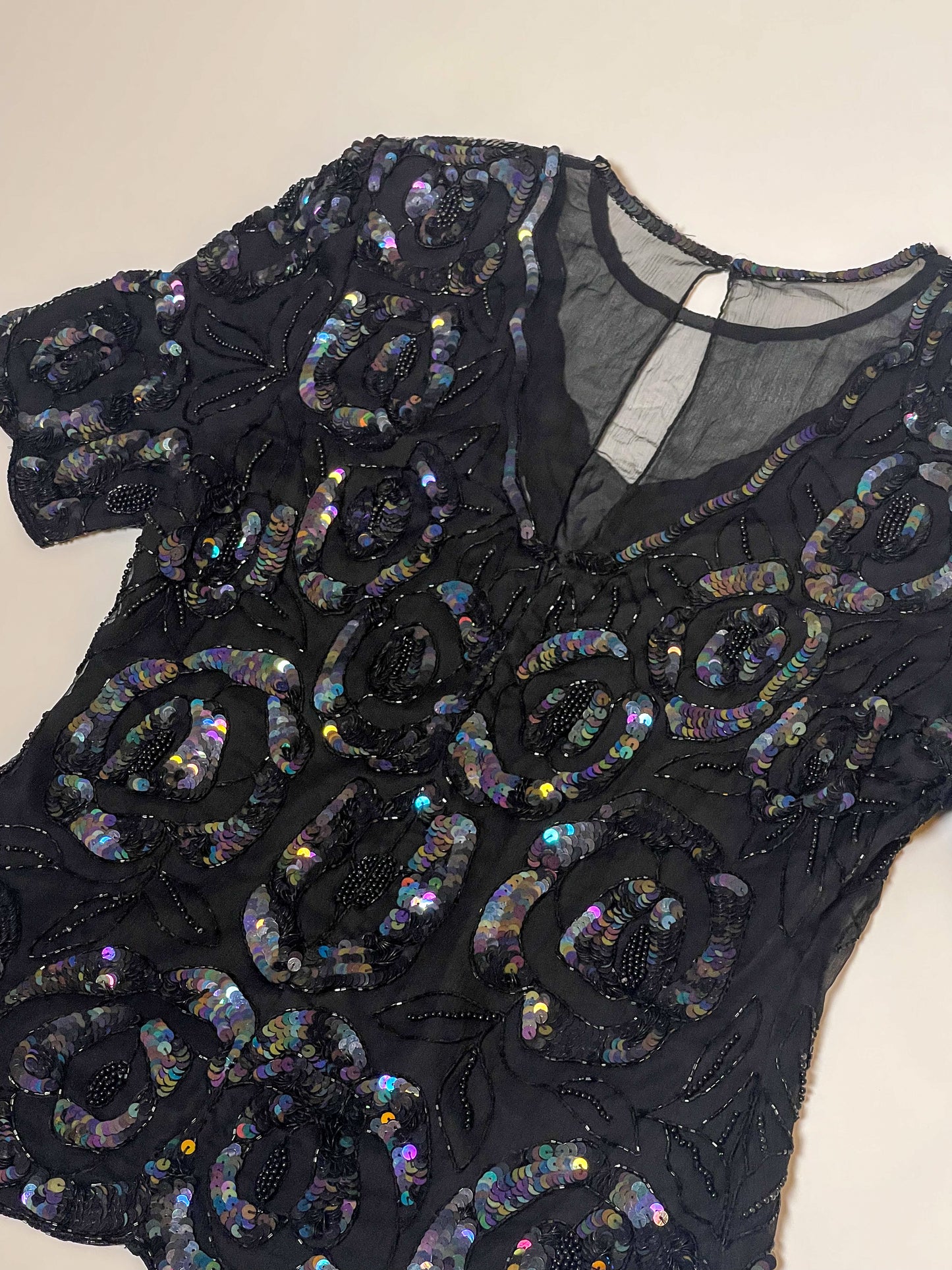Vintage Whimsygoth Beaded Blouse (M)