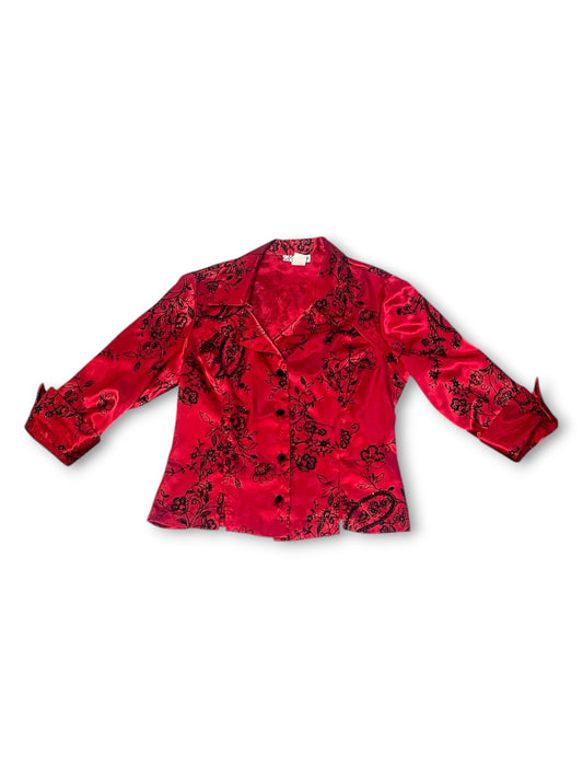 90’s Floral Paisley Satin Blouse (S)