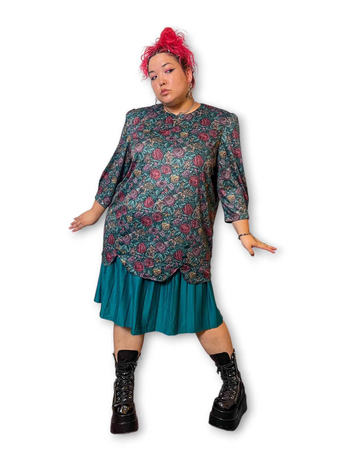 80’s Retro Floral Layered Dress (3X)