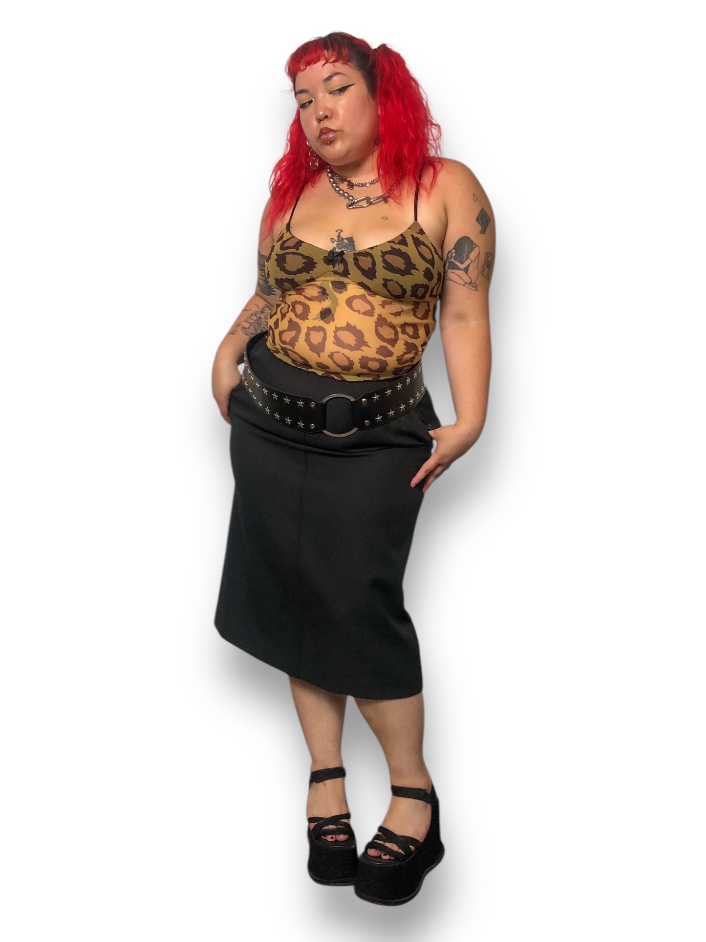 70’s/80’s Haberdashery by Leslie Fay Black Pencil Skirt (XL)