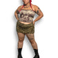 Vintage Brown and Cream Print Tube Top (XL/2X/3X)
