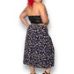 70’s/80’s Navy Blue Patterned Pleated Skirt (2X/3X)