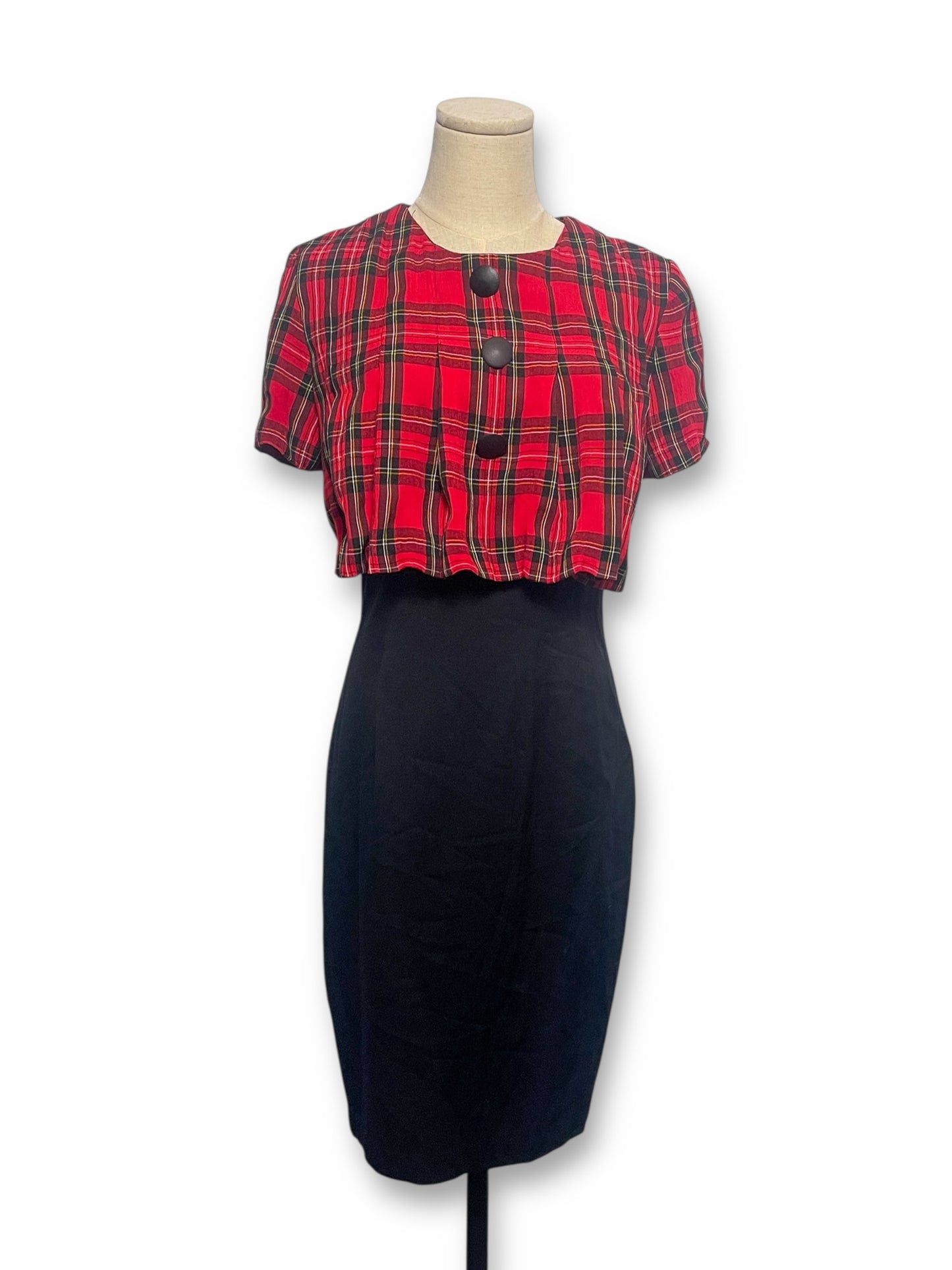 90’s Tartan Plaid Pencil Dress (XS/S)