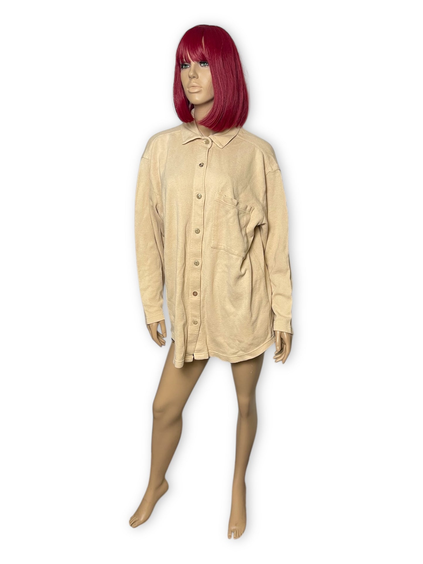 80’s/90’s Russ Berens Cream Knit Button Down Shirt (L)