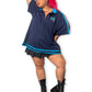 90’s/Y2K Liz & Me Navy Blue Sporty Zip-Up Shirt (5X)