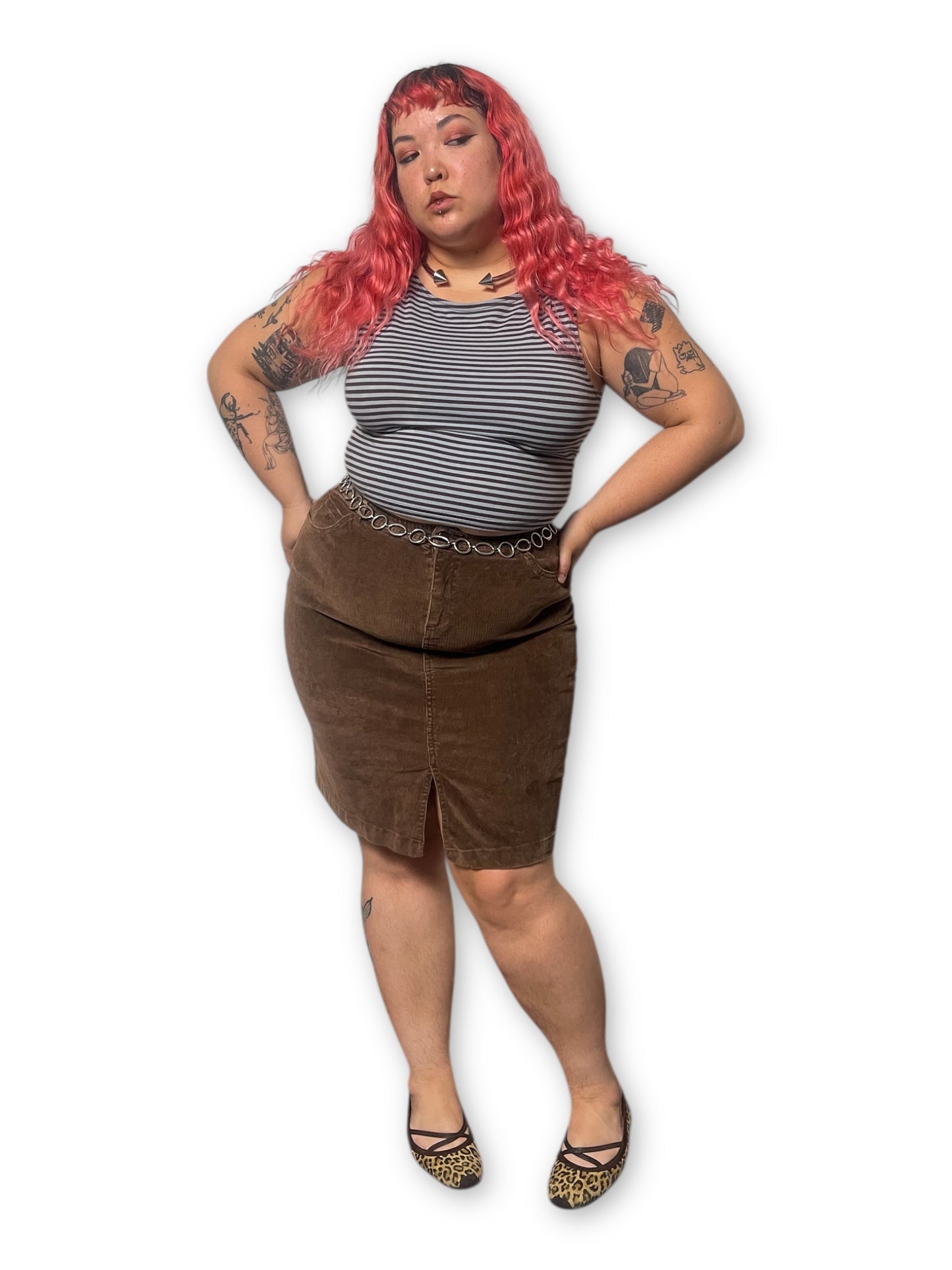 Y2K/Modern Brown Corduroy Skirt (XL)