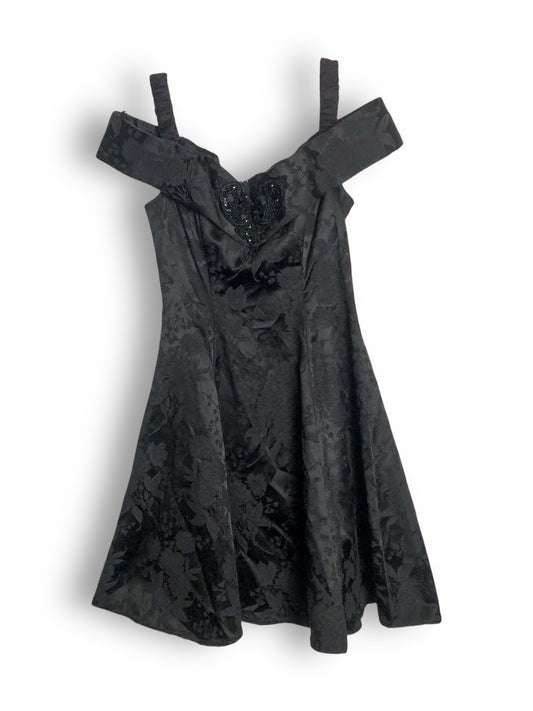 90’s Gunne Sax by Jessica McClintock Black Floral Brocade Cocktail Dress (XXS)