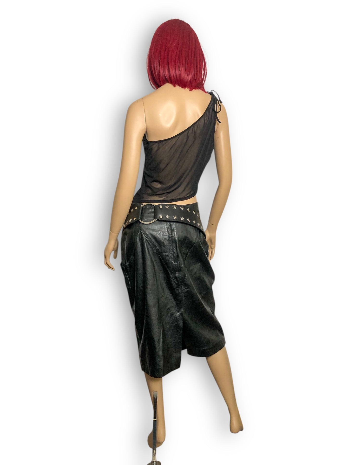 90’s/Y2K Black Leather Pencil Skirt (L)