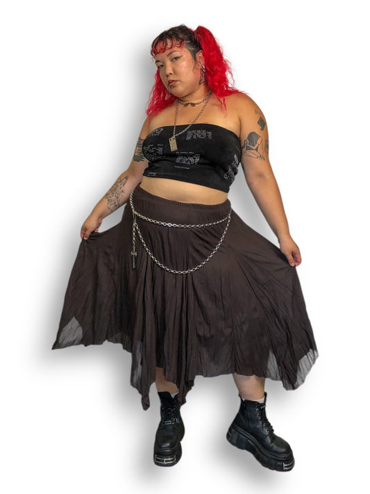 90’s/Y2K Maurices Brown Handkerchief Skirt (2X/3X/4X)