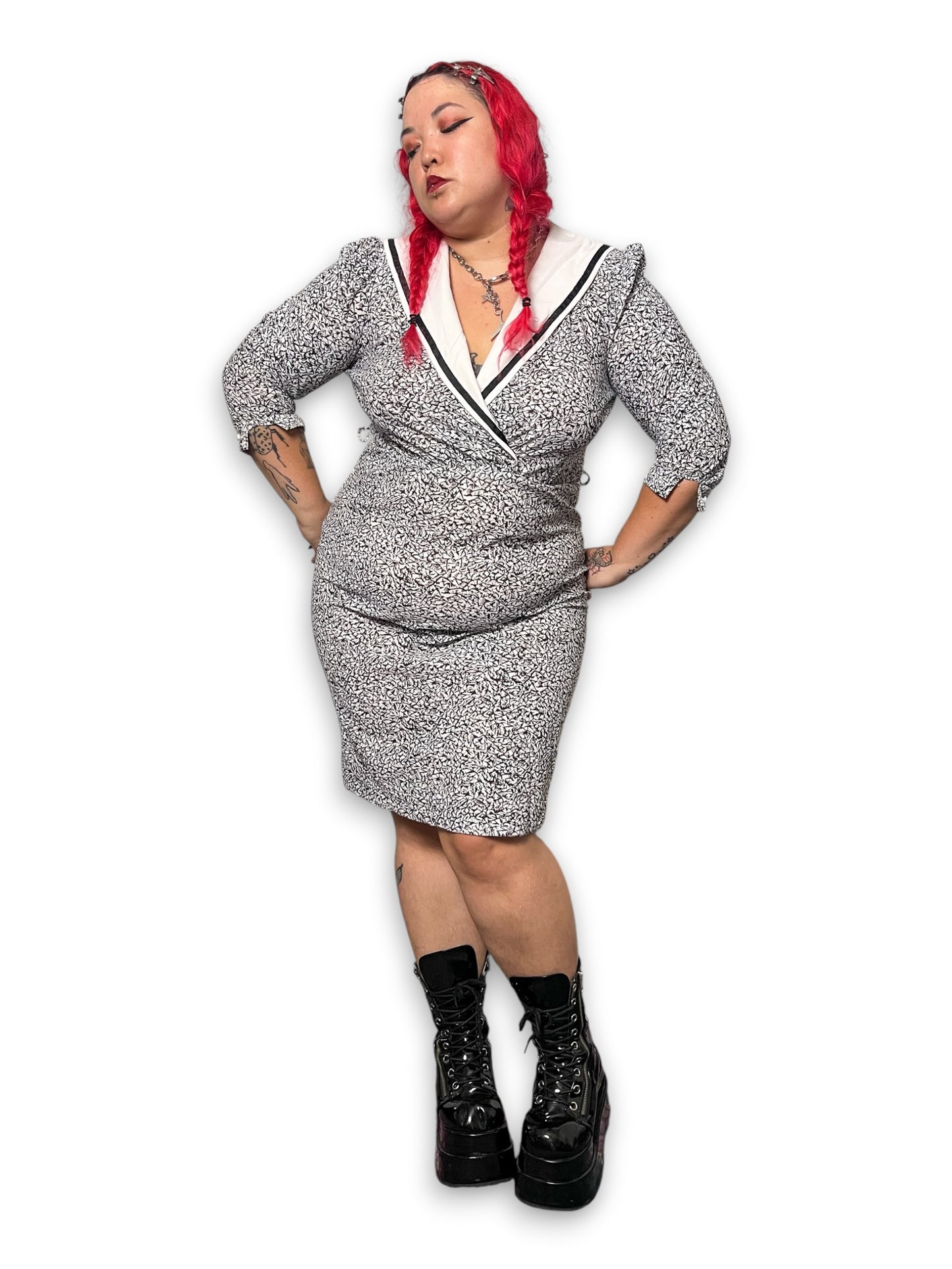 80’s Retro Print Sailor Dress (XL)