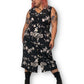 90’s/Y2K Lucy Black and White Floral Print Maxi Dress (XL)