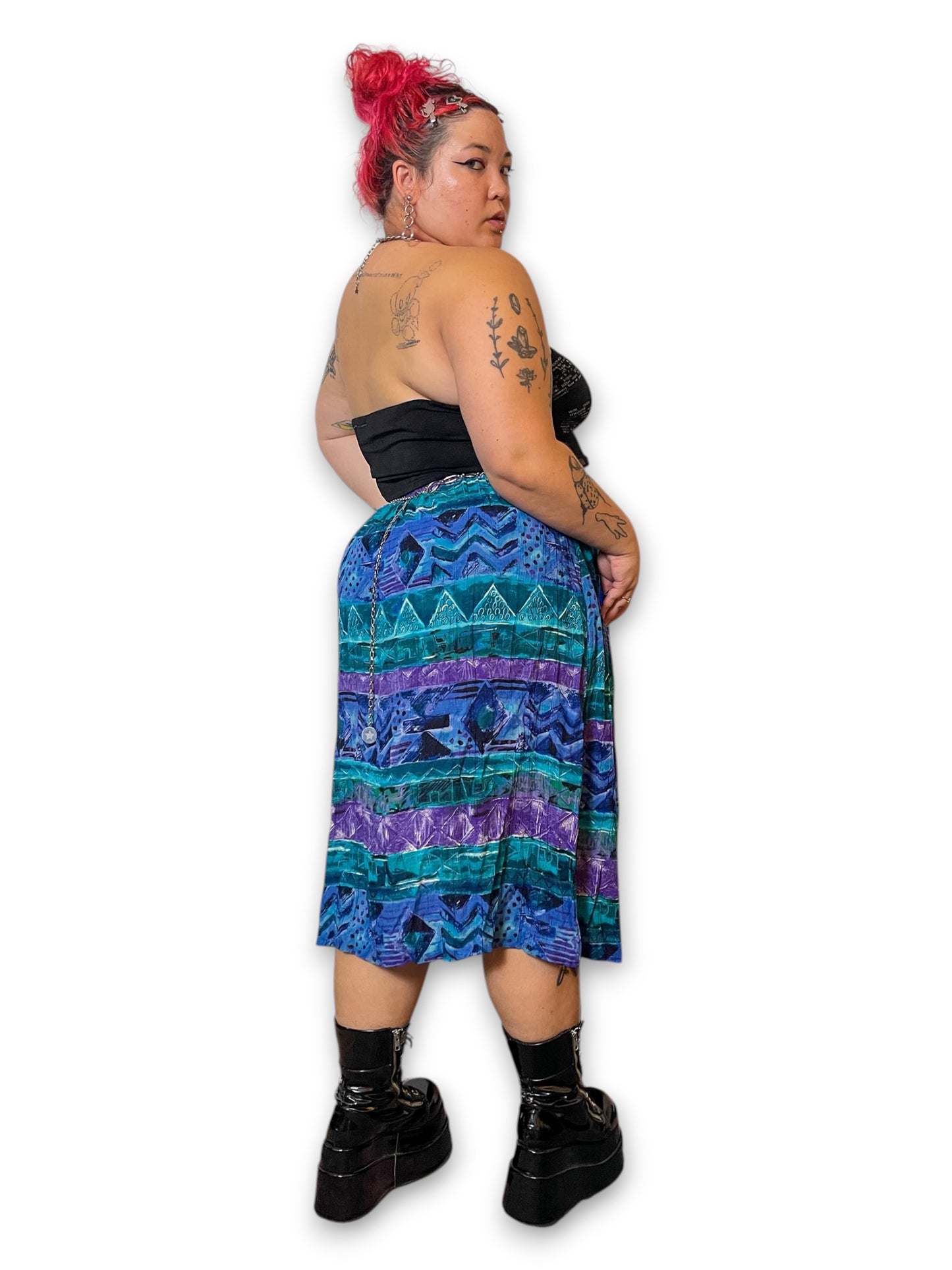 90’s Boho Retro Print Skirt (1X)