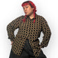 90’s/Y2K Claiborne Black and Brown Retro Grid Print Button Down Shirt (XL/2X)