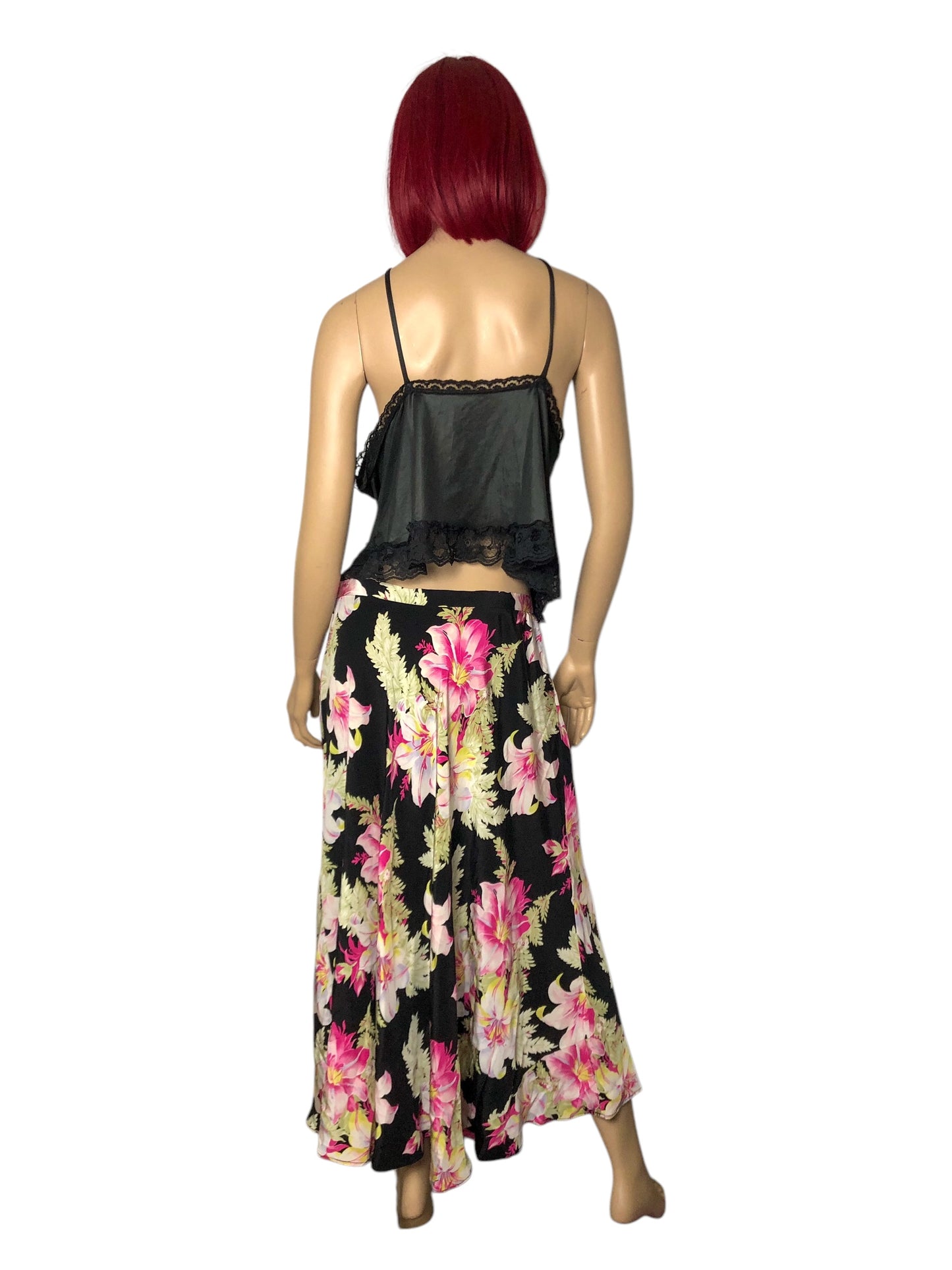 90’s/Y2K Jones New York Black Floral Print Skirt (M/L)