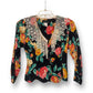 90’s Carole Little Black Floral Print Blouse (M)