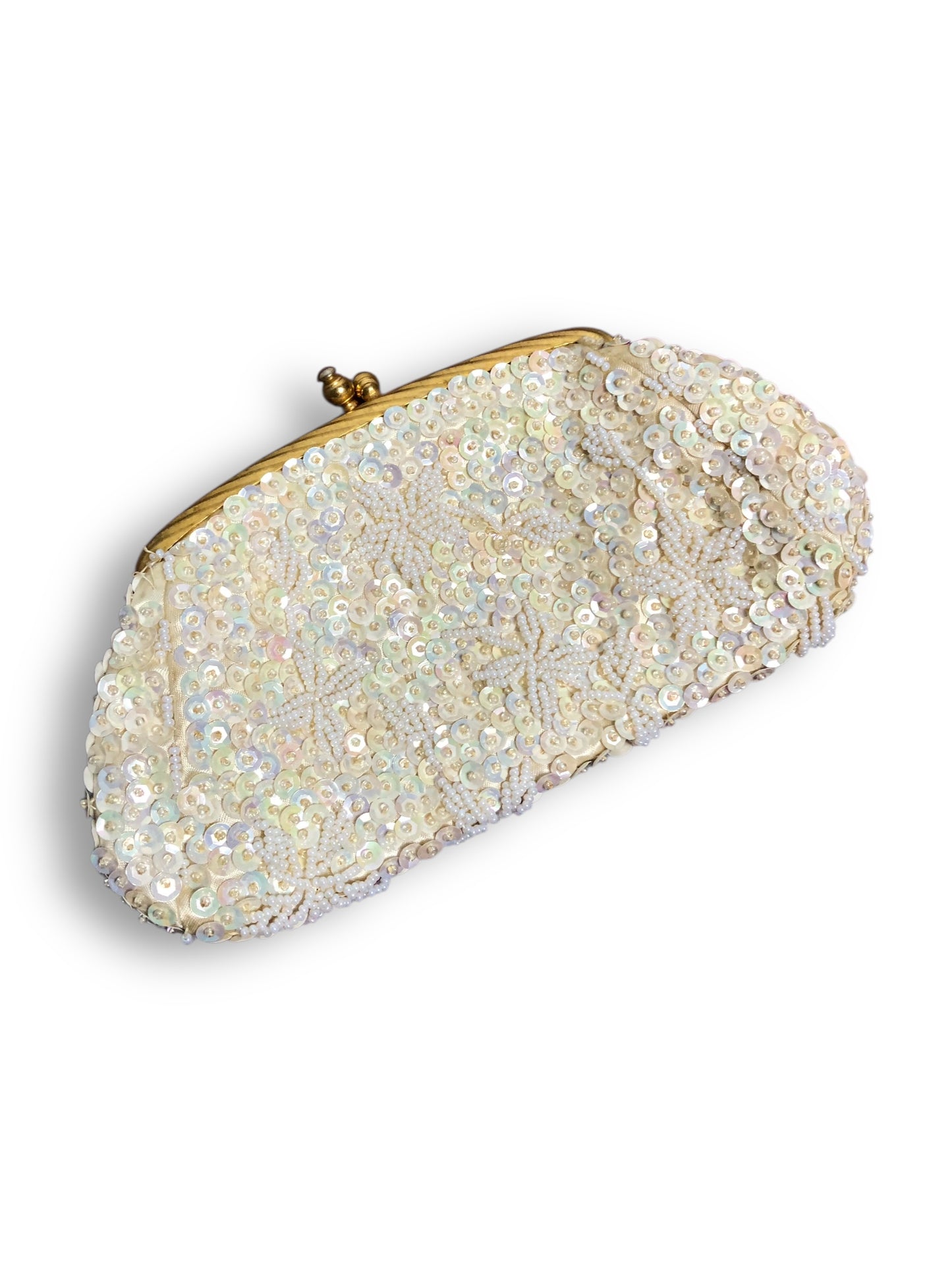 Vintage White Beaded Coin Purse