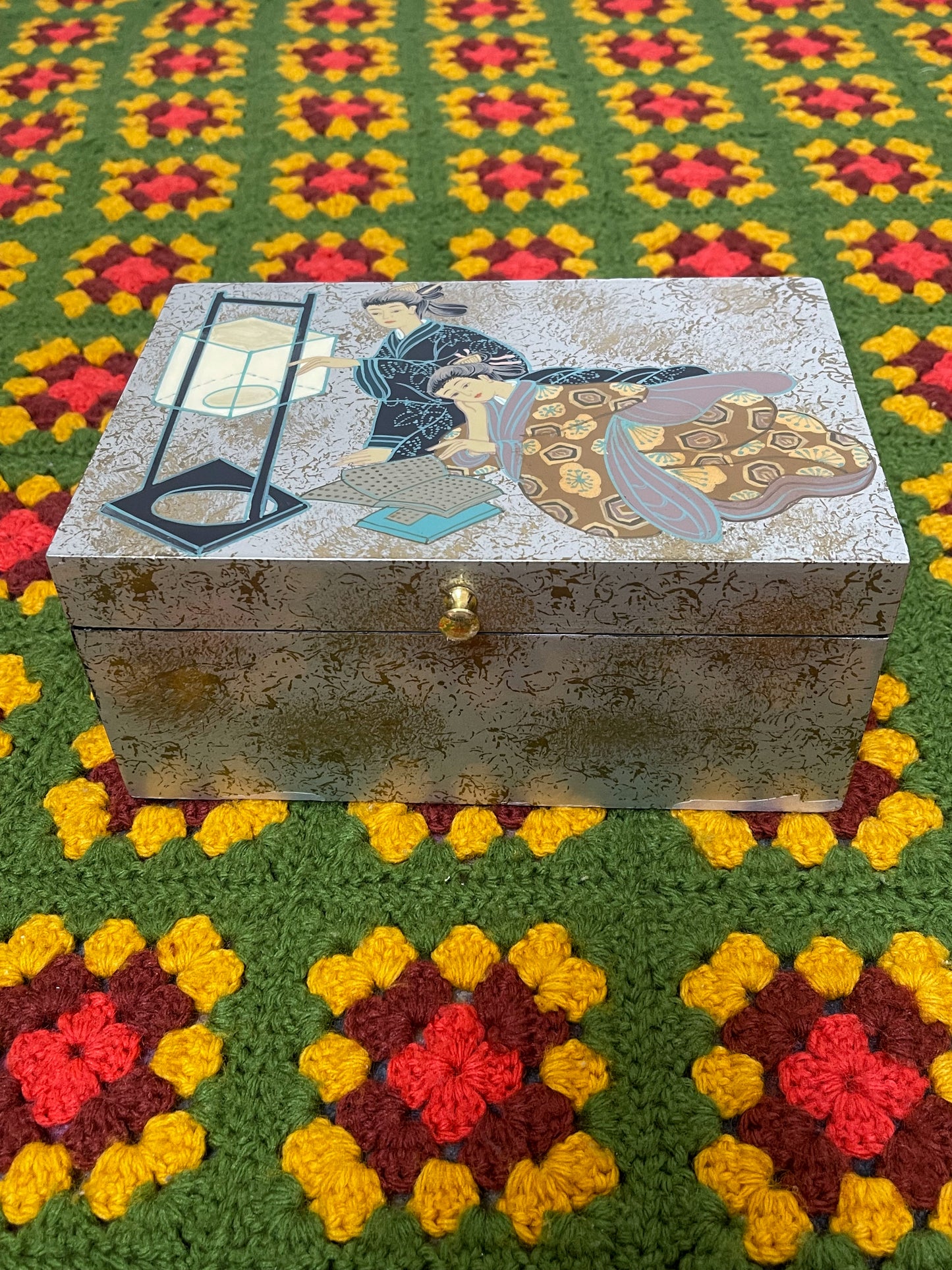 Vintage Asian Wooden Jewelry Box