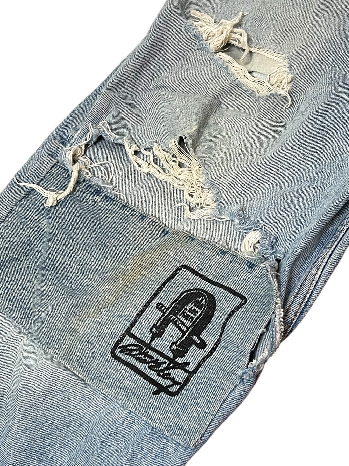 Upcycled Light Wash Denim Jeans (1X)
