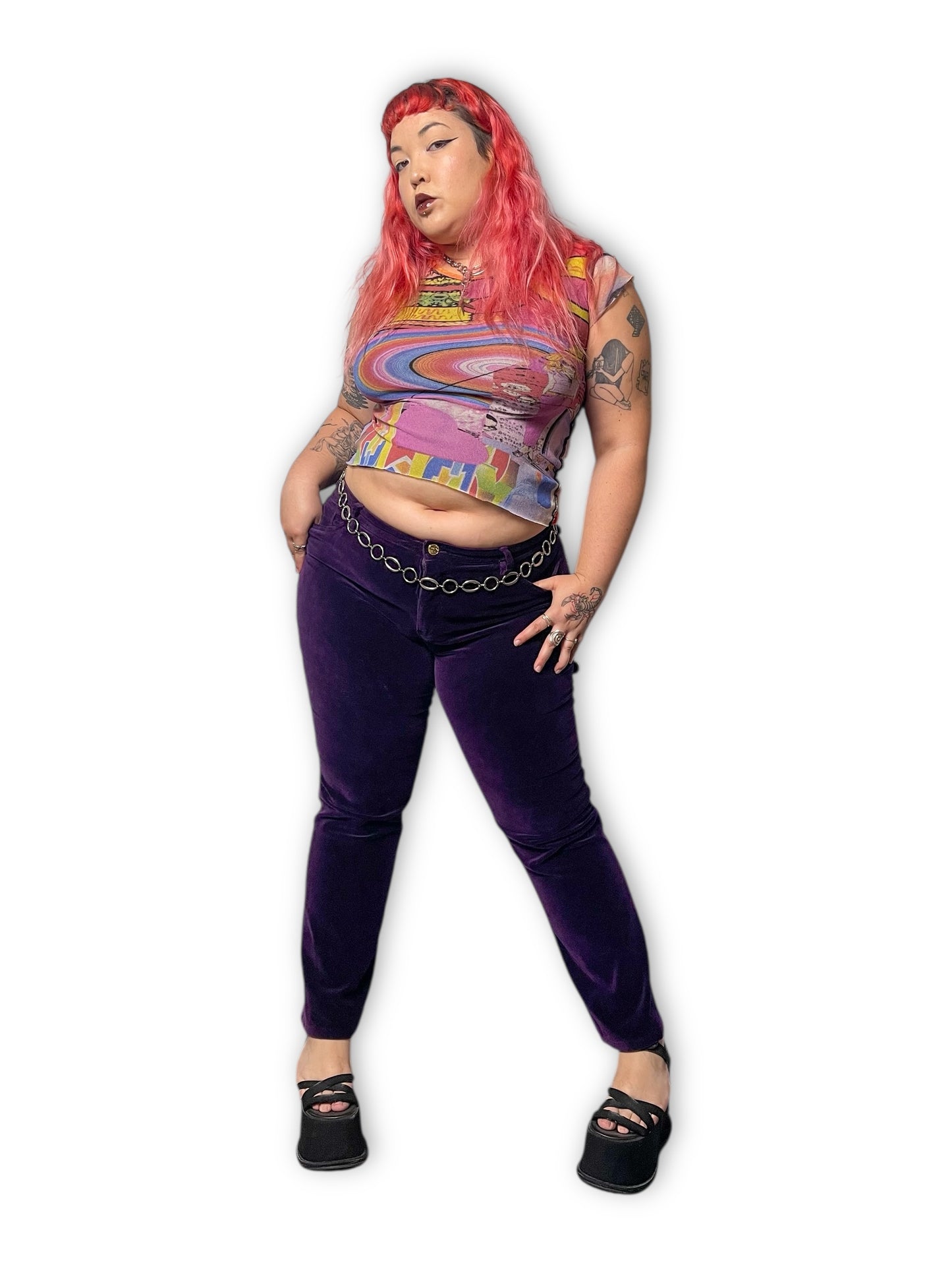 Y2K Ralph Lauren Purple Velvet Pants (XL)