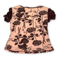 Y2K Pink and Brown Floral Print Top (S/M)