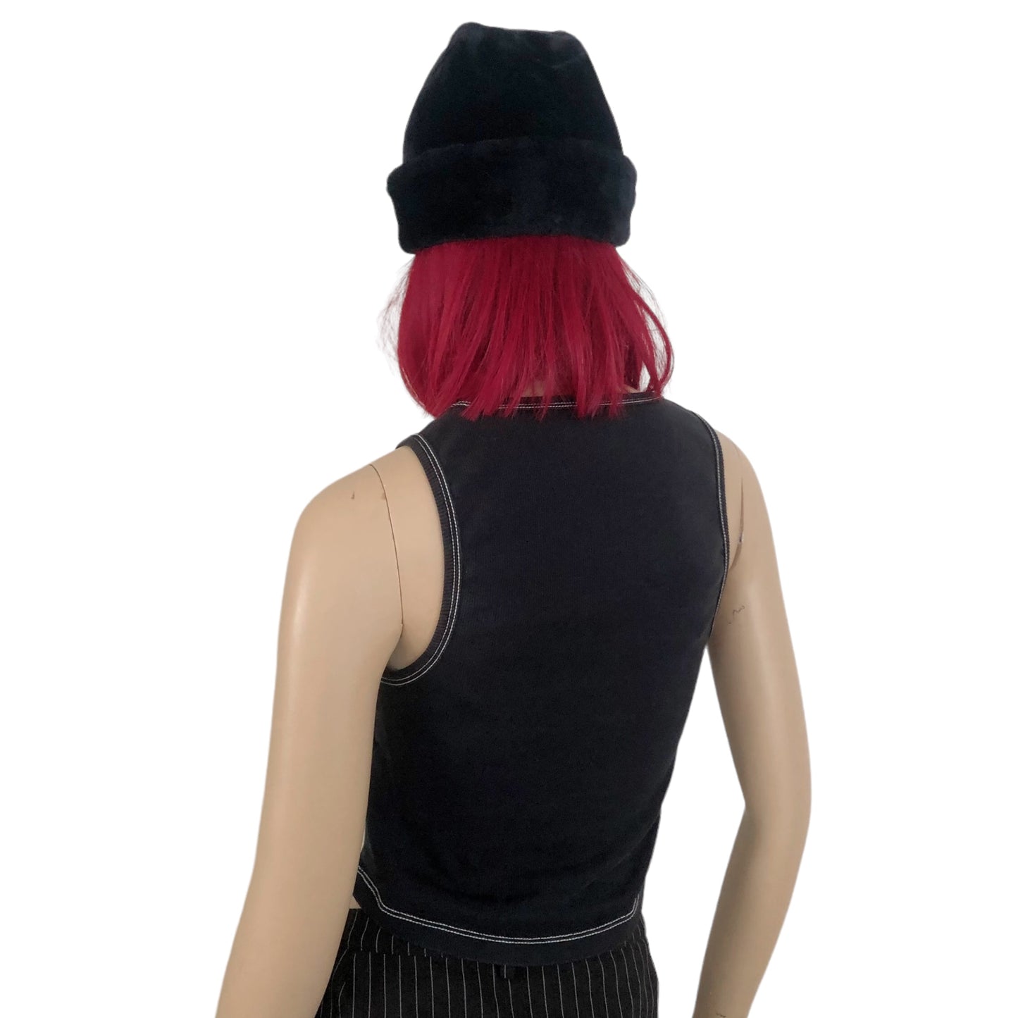 30’s/40’s Black Faux Fur Cap