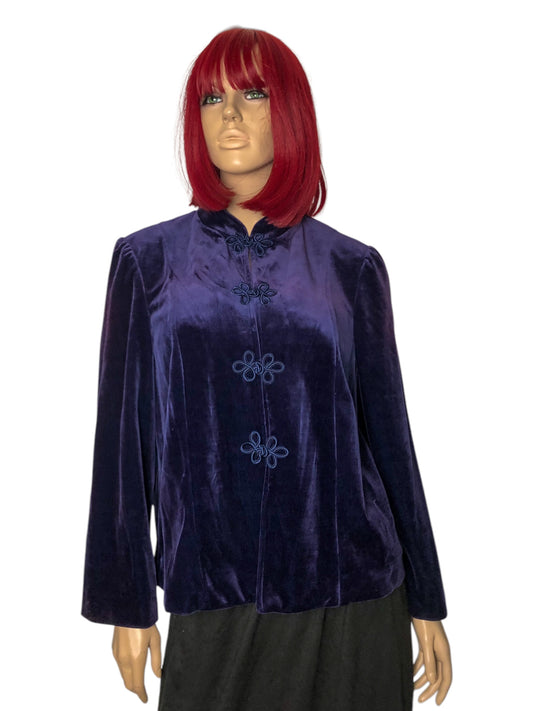 70’s/80’s Miss Accent by Act III Navy Blue Velvet Blazer (L/XL)