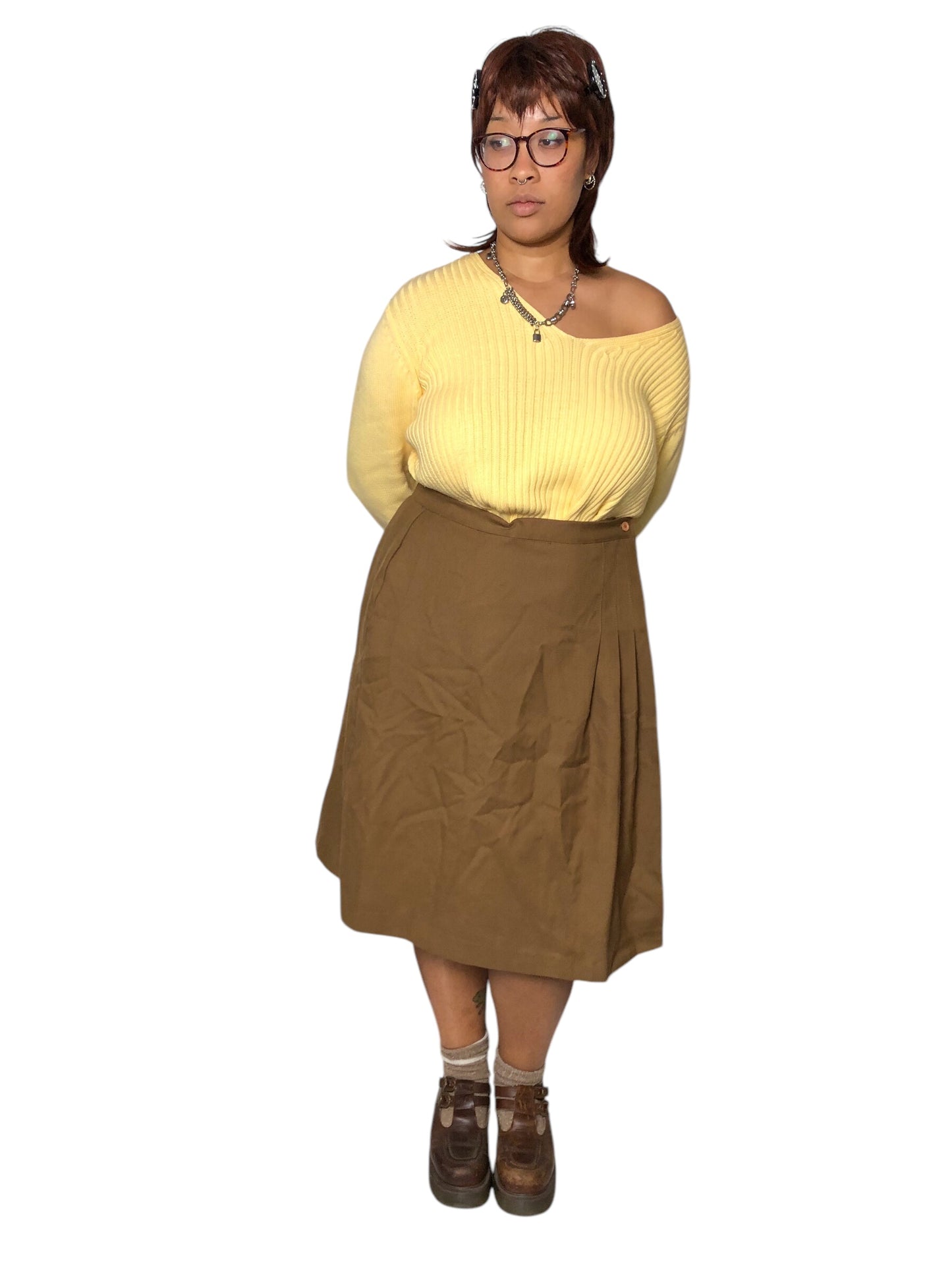 70’s Spiegel Khaki Pleated Skirt (2X)