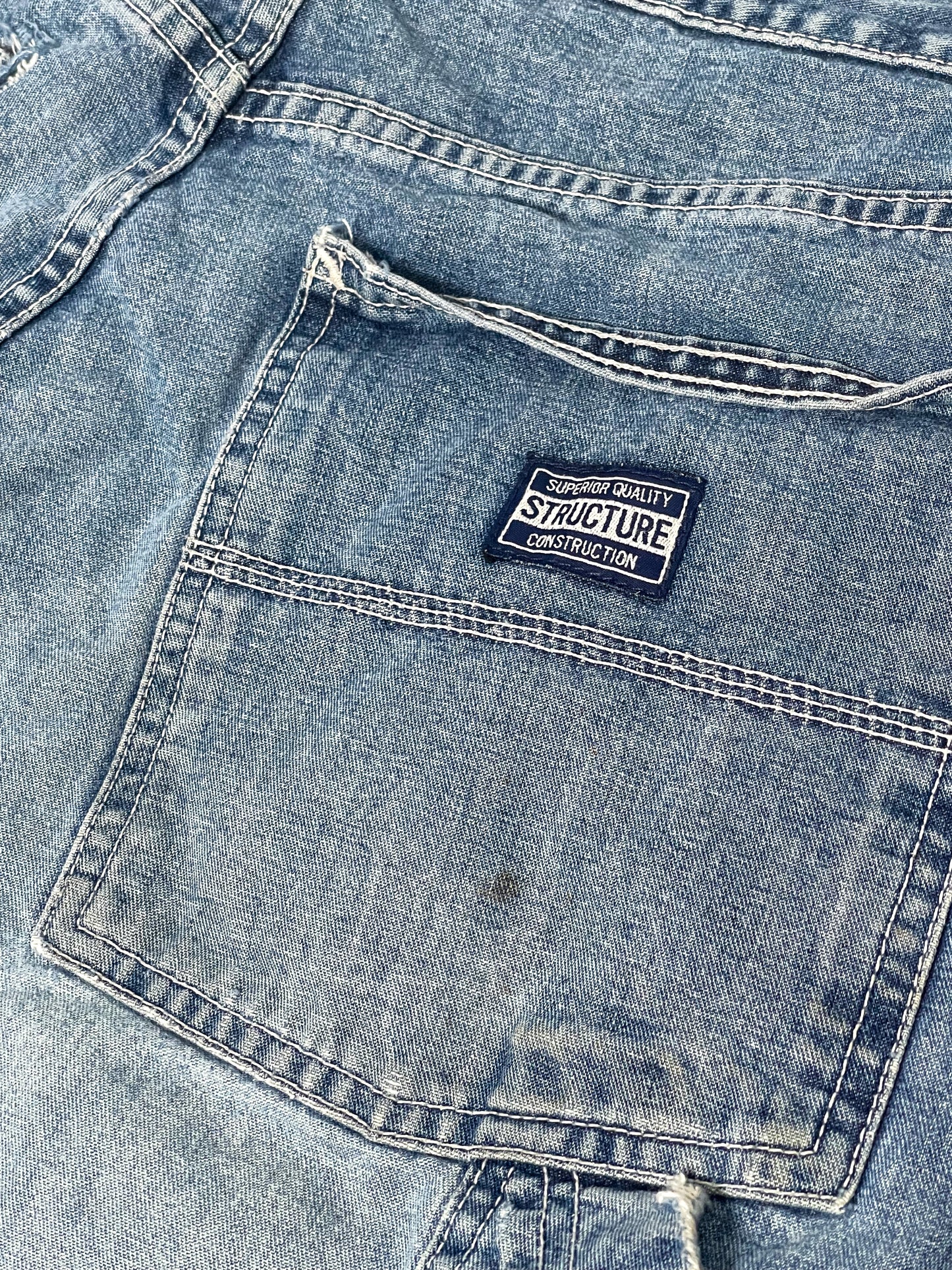 Y2K Structure Denim Cargo Shorts (L/XL)